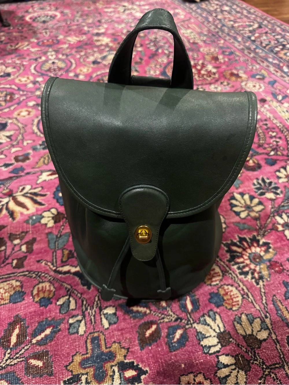 RARE BOTTLE GREEN / NEAR MINT Vintage Coach Classic Backpack (Style 9943)